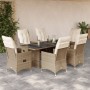 Garten-Essgruppe 7-teilig mit Kissen aus synthetischem Rattan in Beige. von , Gartensets - Ref: Foro24-3276808, Preis: 800,90...