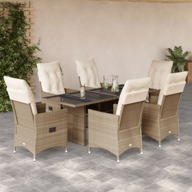 Garten-Essgruppe 7-teilig mit Kissen aus synthetischem Rattan in Beige. von , Gartensets - Ref: Foro24-3276808, Preis: 883,52...