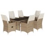 Garten-Essgruppe 7-teilig mit Kissen aus synthetischem Rattan in Beige. von , Gartensets - Ref: Foro24-3276808, Preis: 800,90...