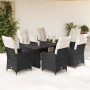 Set de comedor de jardín 7 pzas y cojines ratán sintético negro de , Conjuntos de jardín - Ref: Foro24-3276869, Precio: 768,1...