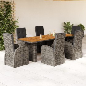 Garden dining set 7 pieces and gray synthetic rattan cushions by , Garden sets - Ref: Foro24-3277594, Price: 1,00 €, Discount: %