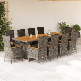 Set de comedor de jardín 11 pzas y cojines ratán sintético gris de , Conjuntos de jardín - Ref: Foro24-3277549, Precio: 1,00 ...