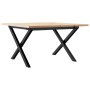 Center table with X frame made of solid pine wood and iron, measuring 70x70x40 cm. by , Coffee table - Ref: Foro24-3282683, P...