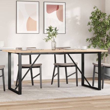 Dining table with solid pine wood frame and iron, 180x90x75.5 cm by , Kitchen and dining tables - Ref: Foro24-3282744, Price:...