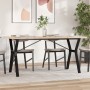 Dining table with solid pine wood and iron frame, 140x80x75.5 cm by , Kitchen and dining tables - Ref: Foro24-3282786, Price:...