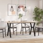 Dining table with solid pine wood and iron frame, 140x80x75.5 cm by , Kitchen and dining tables - Ref: Foro24-3282786, Price:...