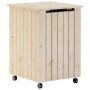 Laundry basket with wheels FROG solid pine wood 45x45x64 cm by , Laundry baskets - Ref: Foro24-4002333, Price: 73,04 €, Disco...