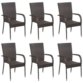 Stackable garden chairs, 6 units, synthetic brown rattan by vidaXL, Garden chairs - Ref: Foro24-310086, Price: 252,99 €, Disc...