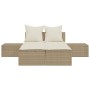 Tumbona doble con cojines ratán sintético beige de , Tumbonas - Ref: Foro24-368393, Precio: 305,45 €, Descuento: %