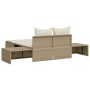 Tumbona doble con cojines ratán sintético beige de , Tumbonas - Ref: Foro24-368393, Precio: 305,45 €, Descuento: %