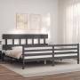 Estructura cama de matrimonio con cabecero madera maciza gris de vidaXL, Camas y somieres - Ref: Foro24-3195173, Precio: 176,...