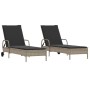 Sun loungers with cushions 2 units light gray synthetic rattan by , Loungers - Ref: Foro24-3261439, Price: 327,95 €, Discount: %