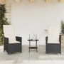 Small table and chairs with 3 black synthetic rattan cushions. by , Garden sets - Ref: Foro24-365652, Price: 253,65 €, Discou...