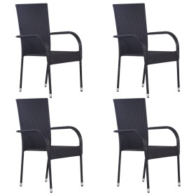 Stackable garden chairs, set of 4, black synthetic rattan by vidaXL, Garden chairs - Ref: Foro24-310084, Price: 202,81 €, Dis...