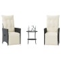 Small table and chairs with 3 black synthetic rattan cushions. by , Garden sets - Ref: Foro24-365673, Price: 276,16 €, Discou...