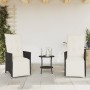 Small table and chairs with 3 black synthetic rattan cushions. by , Garden sets - Ref: Foro24-365673, Price: 276,16 €, Discou...