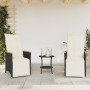 Small table and chairs with 3 black synthetic rattan cushions. by , Garden sets - Ref: Foro24-365678, Price: 285,28 €, Discou...