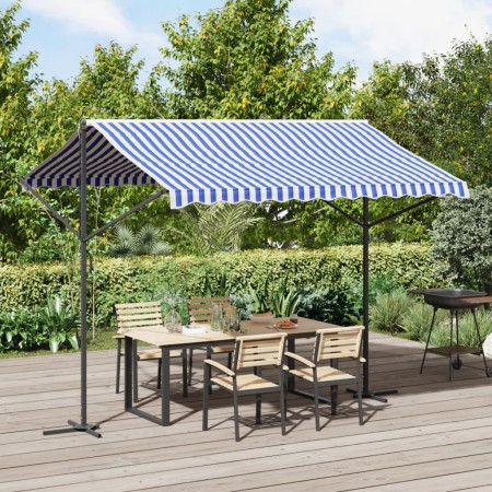 Free-standing awning made of blue and white fabric and steel, 300x300 cm. by , Umbrellas - Ref: Foro24-368931, Price: 266,10 ...