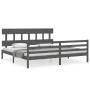 Estructura cama de matrimonio con cabecero madera maciza gris de vidaXL, Camas y somieres - Ref: Foro24-3195173, Precio: 176,...