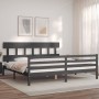 Estructura cama de matrimonio con cabecero madera maciza gris de vidaXL, Camas y somieres - Ref: Foro24-3195173, Precio: 176,...