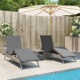 Sun loungers with small table, 2 units, synthetic gray rattan by , Loungers - Ref: Foro24-4002712, Price: 269,01 €, Discount: %