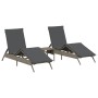 Sun loungers with small table, 2 units, synthetic gray rattan by , Loungers - Ref: Foro24-4002712, Price: 269,01 €, Discount: %