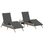 Liegestühle mit Tisch 2 Stück in grauem synthetischem Rattan von , Liegen - Ref: Foro24-4002712, Preis: 269,01 €, Rabatt: %