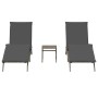 Sun loungers with small table, 2 units, synthetic gray rattan by , Loungers - Ref: Foro24-4002712, Price: 269,01 €, Discount: %