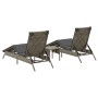 Sun loungers with small table, 2 units, synthetic gray rattan by , Loungers - Ref: Foro24-4002712, Price: 269,01 €, Discount: %