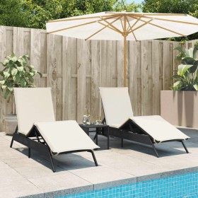 Liegestühle mit Tisch, 2 Stück, aus schwarzem synthetischem Rattan. von , Liegen - Ref: Foro24-4002710, Preis: 264,29 €, Raba...