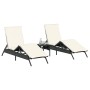 Sun loungers with small table, 2 units, black synthetic rattan by , Loungers - Ref: Foro24-4002710, Price: 264,11 €, Discount: %