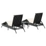 Sun loungers with small table, 2 units, black synthetic rattan by , Loungers - Ref: Foro24-4002710, Price: 264,11 €, Discount: %