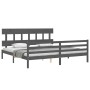 Estructura cama de matrimonio con cabecero madera maciza gris de vidaXL, Camas y somieres - Ref: Foro24-3195173, Precio: 176,...