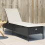 Sun lounger with black synthetic rattan cushion by , Loungers - Ref: Foro24-4002719, Price: 146,17 €, Discount: %