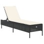 Sun lounger with black synthetic rattan cushion by , Loungers - Ref: Foro24-4002719, Price: 146,17 €, Discount: %