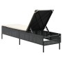 Sun lounger with black synthetic rattan cushion by , Loungers - Ref: Foro24-4002719, Price: 146,17 €, Discount: %