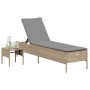 Lounger with cushion and synthetic beige rattan side table by , Loungers - Ref: Foro24-4002731, Price: 164,85 €, Discount: %