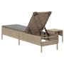 Lounger with cushion and synthetic beige rattan side table by , Loungers - Ref: Foro24-4002731, Price: 164,85 €, Discount: %