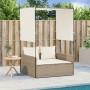 Doppel-Liegestuhl mit Dach und Vorhängen aus synthetischem Rattan in Beige. von , Liegen - Ref: Foro24-4002759, Preis: 225,86...