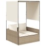 Tumbona doble con techo y cortinas ratán sintético beige de , Tumbonas - Ref: Foro24-4002759, Precio: 225,86 €, Descuento: %