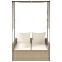 Double sun lounger with roof and beige synthetic rattan curtains by , Loungers - Ref: Foro24-4002759, Price: 225,86 €, Discou...