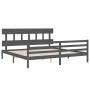 Estructura cama de matrimonio con cabecero madera maciza gris de vidaXL, Camas y somieres - Ref: Foro24-3195173, Precio: 176,...