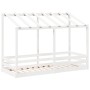 Cama infantil con techo madera maciza pino blanca 90x190 cm de , Camas y somieres - Ref: Foro24-847007, Precio: 207,99 €, Des...