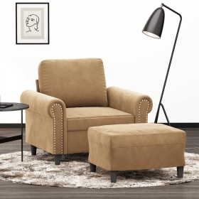 Brauner Samtsessel mit Hocker 60 cm von , Sofas - Ref: Foro24-3201212, Preis: 214,99 €, Rabatt: %