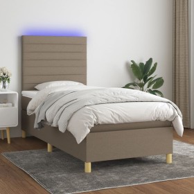 Box spring bed with mattress and LED lights, gray taupe fabric, 90x190 cm. by , Beds and slatted bases - Ref: Foro24-3135481,...