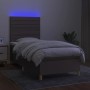 Boxspring-Bett, Matratze und LED-Lichter in grauem Taupe-Stoff, 90x190 cm. von , Betten und Lattenroste - Ref: Foro24-3135481...