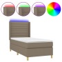 Boxspring-Bett, Matratze und LED-Lichter in grauem Taupe-Stoff, 90x190 cm. von , Betten und Lattenroste - Ref: Foro24-3138921...