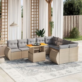 Garden sofa set with beige cushions, 10 pieces, synthetic rattan by , Garden sets - Ref: Foro24-3272354, Price: 738,41 €, Dis...