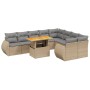 Garden sofa set with beige cushions, 10 pieces, synthetic rattan by , Garden sets - Ref: Foro24-3272354, Price: 738,25 €, Dis...