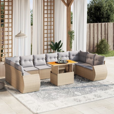 Set von 11-teiligen Gartensofas mit beigen Kissen aus synthetischem Rattan von , Gartensets - Ref: Foro24-3272368, Preis: 838...